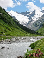 The Rheinwaldhorn (left) seen from south of Vals