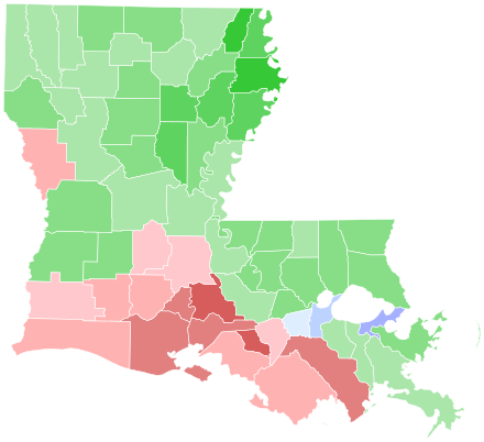 Results by parish:
Caldwell
60-70%
50-60%
40-50%
30-40%
Landry
30-40%
40-50%
50-60%
60-70%
Baloney
<30%
30-40%
40-50% LAAGprimary2015.svg