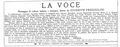 Colophon de La Voce, estratto dal N° 1.