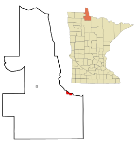 Lake of the Woods County Minnesota Incorporated and Unincorporated areas Baudette Highlighted.svg