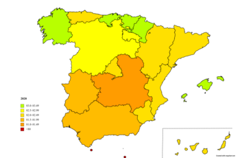 Изменение ОПЖ в автономных сообществах Испаниис 2019 до 2022[6] 