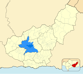 Localização da Área metropolitana de Granada na província homónima; a área mais escura corresponde à delimitação original e a área mais clara à delimitação ampliada