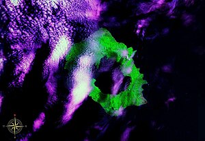 False color image from space.  Lake Wisdom is clearly visible in the picture.