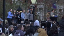 Vampire Weekend at the Bernie Sanders rally in Washington Square Park in 2016 Lozupone-sanders-wsqp-rally11.png