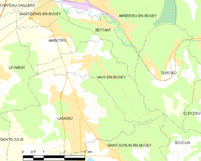 Poziția localității Vaux-en-Bugey