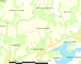 Mapa obce Celles-sur-Aisne