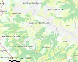 Mapa obce Châteauneuf-d'Entraunes