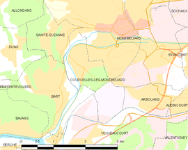 Mapa obce Courcelles-lès-Montbéliard