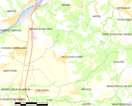 Mapa obce Les Côtes-d’Arey