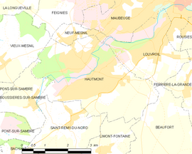 Mapa obce Hautmont