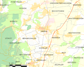 Mapa obce Obernai