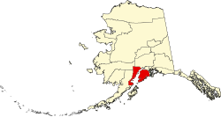 Alaskan kartta, jossa korostetaan Kenain niemimaan alue. Svg