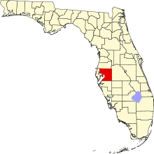 Location of Hillsborough County in Florida Map of Florida highlighting Hillsborough County.svg