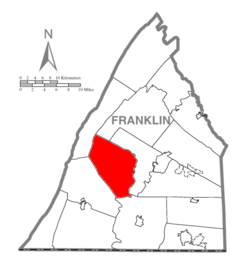Map of Franklin County, Pennsylvania highlighting St. Thomas Township