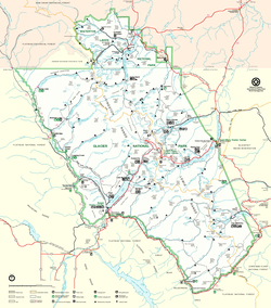 מפה של פארק השלום הבינלאומי ווטרטון גליישר