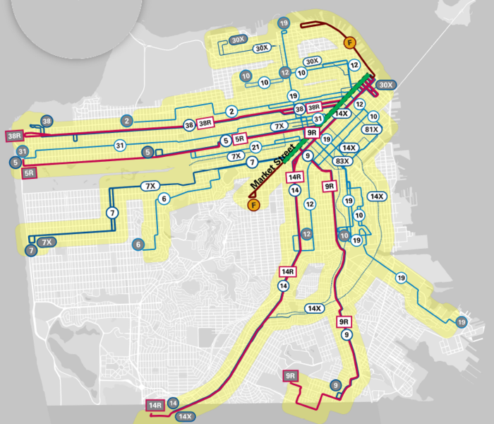 File:Map of Muni routes using Market Street, 2019.png