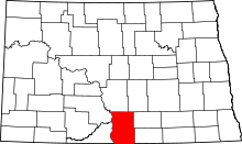 Map of North Dakota highlighting Emmons County.svg