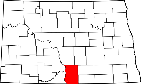 Map of North Dakota highlighting Emmons County