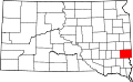 Harta statului South Dakota indicând comitatul Minnehaha