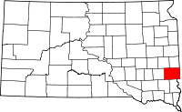 Locatie van Minnehaha County in South Dakota