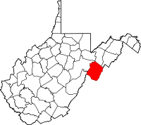 Map of Zapadna Virdžinija highlighting Pendleton County