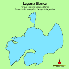 Mapo montranta la lokon de Laguna Blanca Nacia Parko