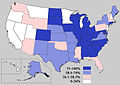 Percentage of state population receiving fluoridated water