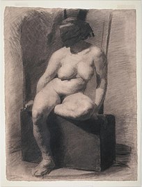 Masked nude, drawing by Thomas Eakins (c. 1863–66)