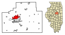 McLean County Illinois Incorporated and Unincorporated areas Normal Highlighted.svg