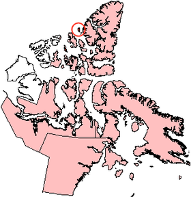 Meighen Adası okulunun Nunavut şehrindeki konumu