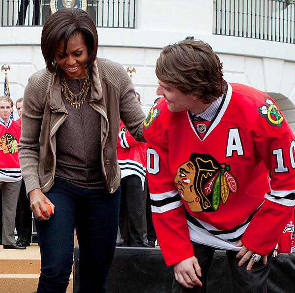 Sharp joins First Lady of the United States Michelle Obama at the White House in March 2011 to promote her Let's Move! initiative.