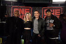 Mike Smith and Erika Smith with Tech N9ne and Twista on set of BET One Shot Mike Smith Erika Smith BET One Shot.jpg