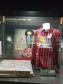 The shirt worn by Milan in the 1999-2000 season to celebrate the centenary of its foundation Milan maglia.jpg