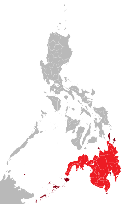 Mindanao Island in redAssociated islands in maroon