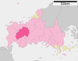 Mines läge i Yamaguchi prefektur      Städer      Landskommuner