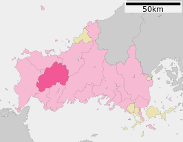 Situering van Mine in de prefectuur Yamaguchi