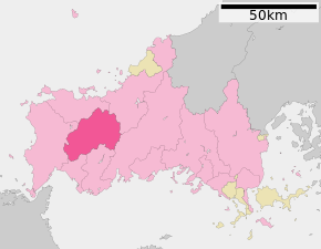 Poziția localității Mine, Yamaguchi