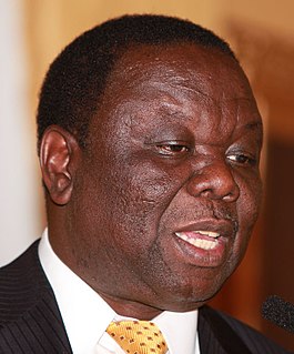 <span class="mw-page-title-main">Morgan Tsvangirai</span> Prime Minister of Zimbabwe from 2009 to 2013