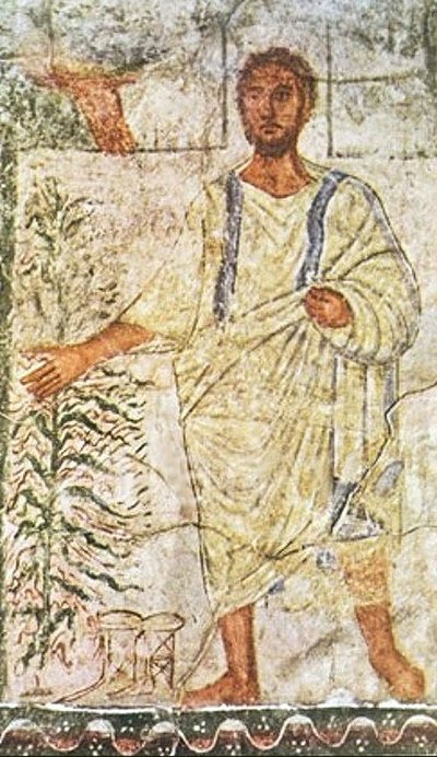 Moses and the burning bush. Painting from Dura-Europos synagogue, third century CE