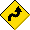 (W12-2.2/PW-21) Reverse curve greater than 60 degrees, to right