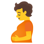 Emoji depicting a person holding their round stomach