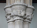 Early 14th century capital, showing fox and geese and other creatures