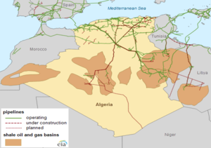Oil and natural gas basins and pipeline infrastructure in Algeria (29079856511).png