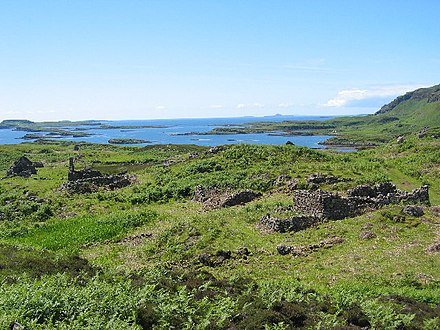 Ormaig was once the principal settlement on the Isle of Ulva near Mull. It had been inhabited since prehistoric times, until it was cleared by Francis William Clark in the mid-19th century.