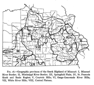 <span class="mw-page-title-main">Courtois Hills</span> Region of the Ozark Mountains, Missouri, U.S.