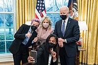 Margaret Purce takes a selfie with Megan Rapinoe, President Biden and First Lady Jill Biden P20210324AS-1220 (51130105774).jpg