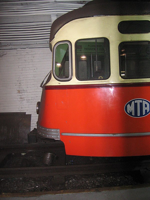 Former MTA PCC car #3295 on display at Boylston