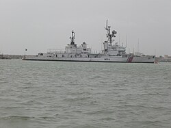 USS Wiltsie as PMSS Nazim as "on-sea headquarters" of the Pakistan Maritime Security Agency (the coast guard) in 1999. The ship is now considered non-operational and has not been moved in years. Pakistan destroyer Nazim (156) at the Karachi dockyard, circa in 1999.jpg