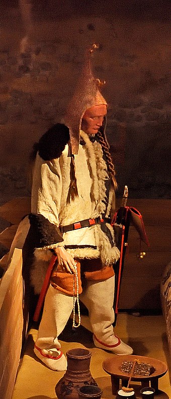 A Saka man from the Pazyryk culture (reconstruction from burials, Anokhin Museum).[150]