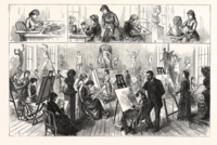 Classes at the Philadelphia School of Design for Women, 1880 Pennsylvania, the Philadelphia School of Design for Women, Engraving, 1880 18.png